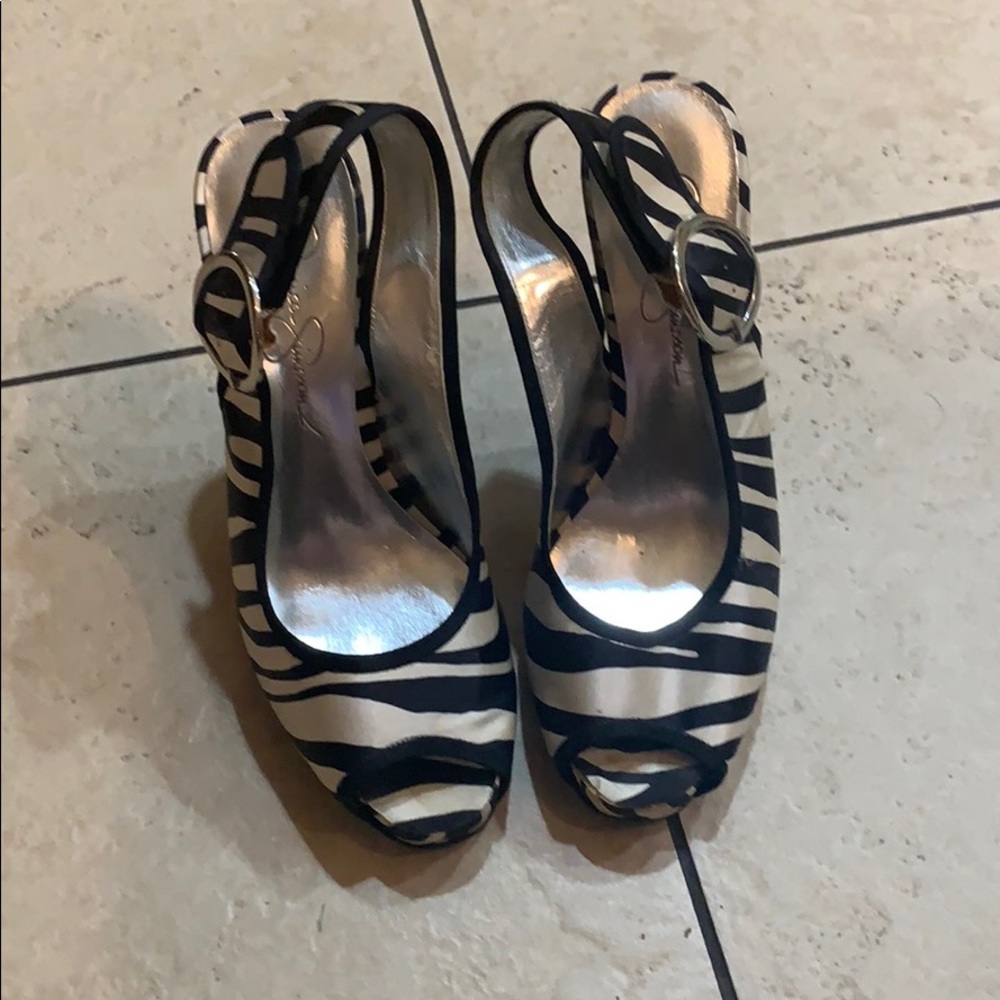 Jessica Simpson wedge zebra shoes
